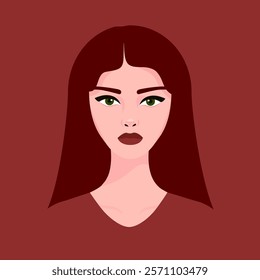 portrait of beautiful woman with red hair, vector illustration