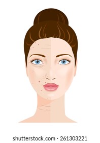 Portrait of beautiful woman. Trouble and perfect skin. 