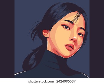 Portrait of a beautiful woman vector.  Avatar for social network.  Vector flat illustration