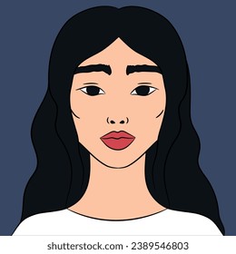 Portrait of a beautiful young Asian woman. Hand drawn vector illustration illustration