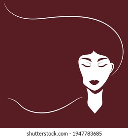 portrait of a beautiful young girl, woman on a solid background. outline of a girl with a beautiful lush hairstyle