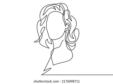  portrait of the beautiful young girl-continuous line drawing 