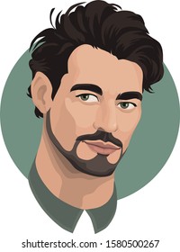 Portrait of a beautiful young man. Vector illustration.