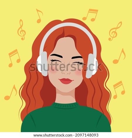 Similar – Image, Stock Photo Headphones and red hair