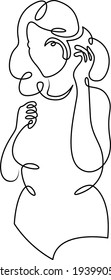 Portrait of a beautiful young woman. Minimalistic concept of feminine logo. One continuous drawing line  logo single hand drawn art doodle isolated minimal illustration.