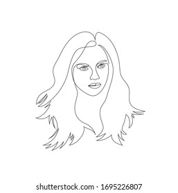 Portrait of a beautiful young woman in one continuous line.
