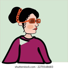 A portrait of a beautiful young woman with sunglasses