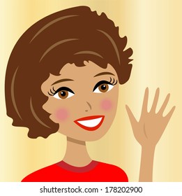 portrait beautiful  young woman, vector illustration