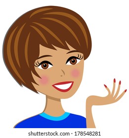 portrait beautiful  young woman, vector illustration