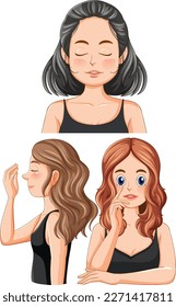 Portrait beauty women on white background illustration