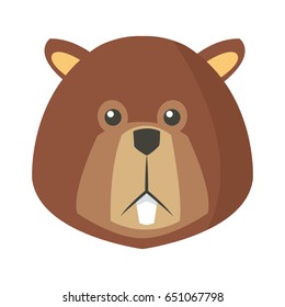 portrait of beaver. cute face of aquatic fluffy rodent vector illustrated