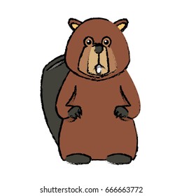 portrait of beaver cute face of aquatic fluffy rodent