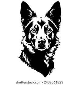 Portrait of a Belgian Laekenois Dog Vector isolated on white background, Dog Silhouettes.