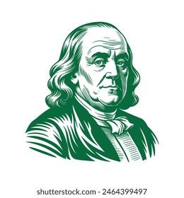 Portrait of Benjamin Franklin. vector illustration