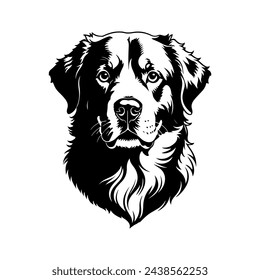 Portrait of a Bernese Mountain Dog Vector isolated on white background, Dog Silhouettes. svg