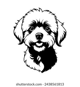 Portrait of a Bichon Frise Dog Vector isolated on white background, Dog Silhouettes.