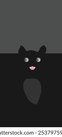 Portrait black cat walppaper black grey tone vector