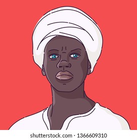 Portrait. Black people. African. Turban.