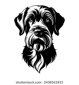 Portrait of a Black Russian Terrier Dog Vector isolated on white background, Dog Silhouettes.