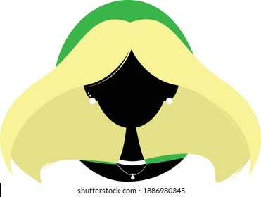 Portrait of a blonde girl in an oval. Vector flat illustration in the style of minimalism. Can be used as an avatar, splash screen, background, icon and more.