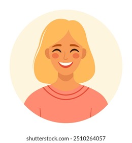 Portrait of a blonde woman. Female avatars. Vector illustration in a flat style.