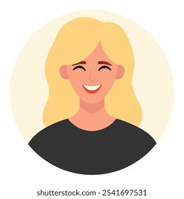 Retrato de una mujer rubia. Avatares femeninos. Ilustración vectorial en un estilo plano.