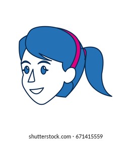 portrait of blue hair woman character face