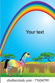 Portrait border with rainbow and zebra