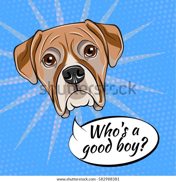 Portrait Boxer Dog Who Good Boy 库存矢量图 免版税 591