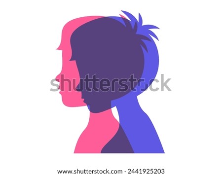 Portrait of a boy being sad. Different emotional states. Mental health illustration. Child abuse. Vector.