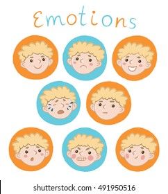 portrait of a boy with different emotions