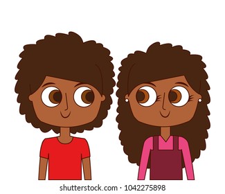 portrait boy and girl brother and sister happy children cartoon