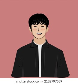 Portrait of a boy with a laughing expression
