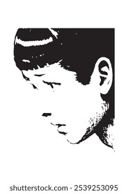 portrait of a boy in manga style, vector haircut