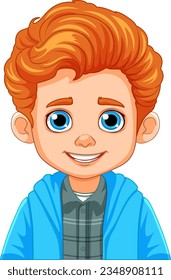 Portrait of a Boy with Orange Hair and Blue Eyes illustration