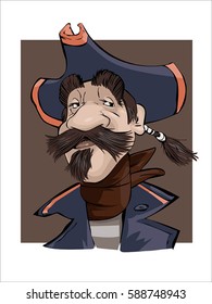 A portrait of a brave pirate Captain in the hat