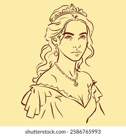 portrait of bride vector for illustration, card, decoration
