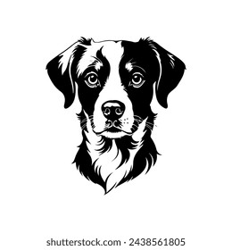 Portrait of a Brittany Dog Vector isolated on white background, Dog Silhouettes. svg