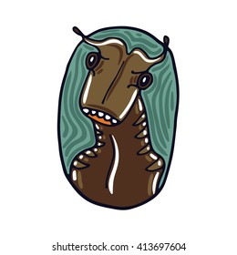 Portrait of a brown alien. Fictional creature from another planet. Vector cartoon character.