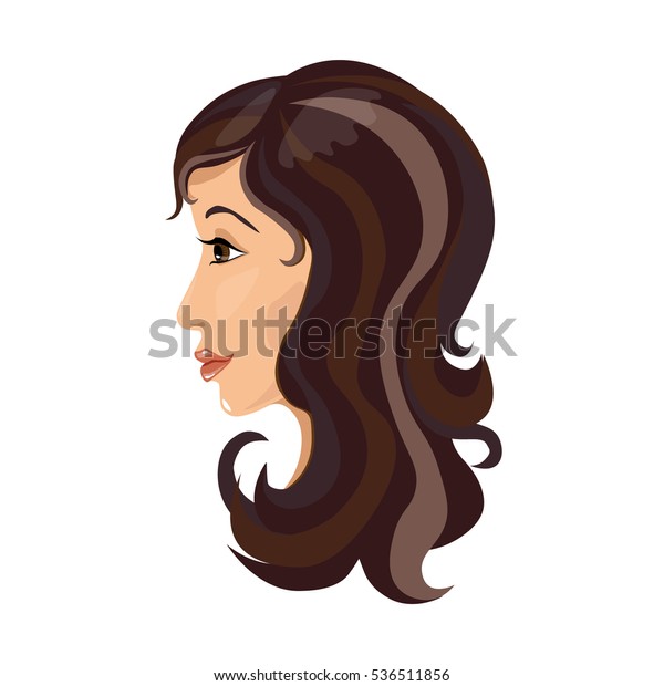 白い背景にプロフィールに茶色の髪の女の子のポートレート のベクター画像素材 ロイヤリティフリー 白い背景にプロフィールに茶色の髪の女の子のポートレート のベクター画像素材 ロイヤリティフリー