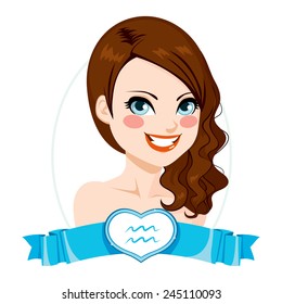 Portrait of brunette girl representing Aquarius zodiac sign