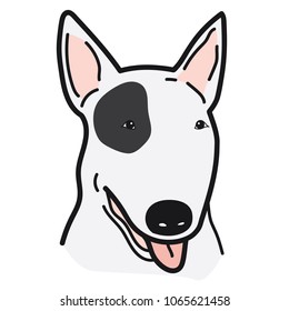portrait of Bull Terrier dog doodle on White Background,Vector illustration