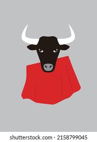Portrait of bull, wearing something, like a bullfighter, cool style