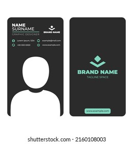 Portrait Business Card Template. Modern Simple Design. Editable Vector. Suitable for Staff Card or Name Card