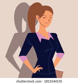 portrait of business woman with papers in hand vector illustration design