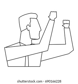portrait of businessman gesturing shows something