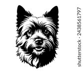 Portrait of a Cairn Terrier Dog Vector isolated on white background, Dog Silhouettes.