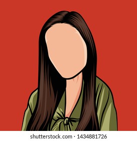 portrait caricature, illustration of a woman with long hair.