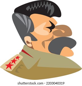 Portrait caricature of Joseph Stalin, head of the Soviet state in the middle of the 20th century, under WW2
