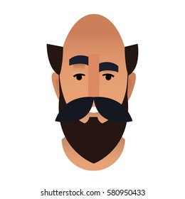 Portrait cartoon of a bearded man to a barbershop. The head of a bald man. Vector illustration isolated on white background.